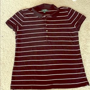 Ladies black/white stripe Ralph Lauren polo shirt